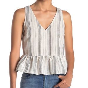 Lumiere linen tank top w/ ruffle peplum waist